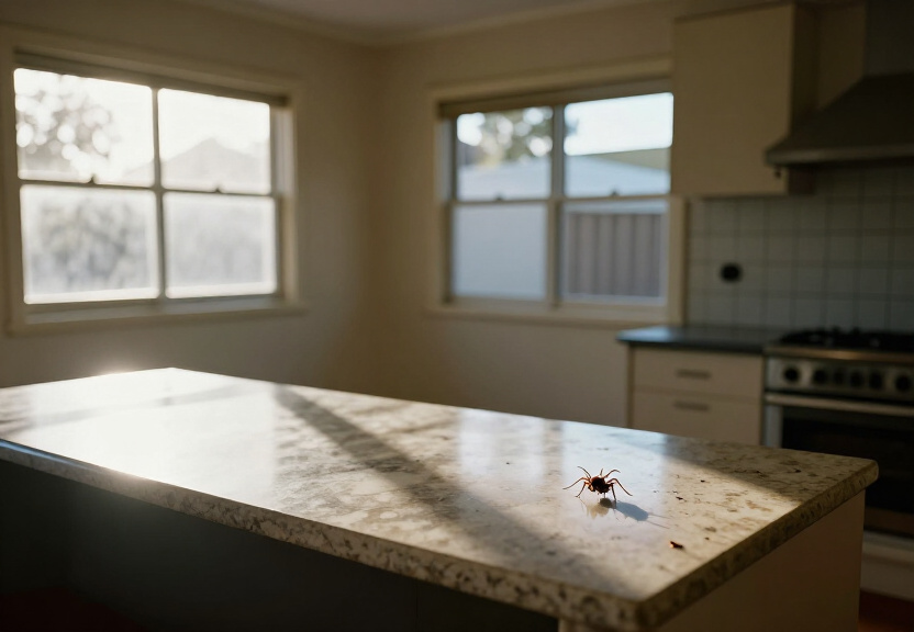 Spider webs in a Macquarie Park garage before treatment